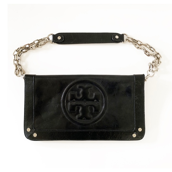Tory Burch Reva Black Leather Convertible Clutch - Picture 1 of 4